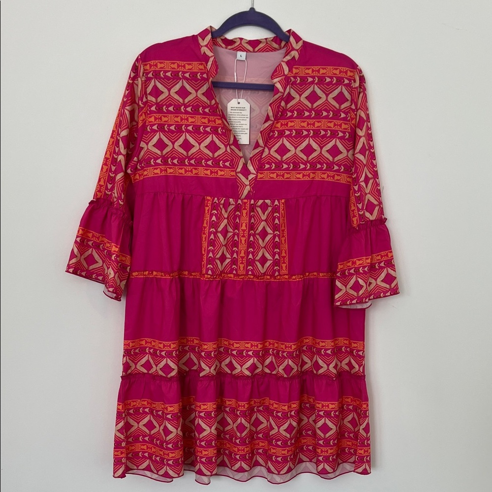 Pink and Orange Patterned Tunic